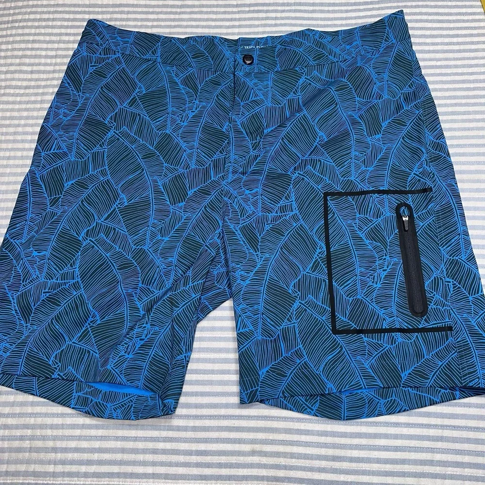 Mack Weldon Men's Swim‎ Trunks Board Shorts Blue Leaf Print Size 37/38